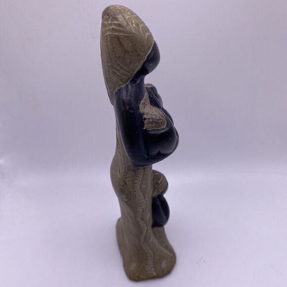 VINTAGE African Shona Stone Sculpture Zimbabwe Woman Holding Twins Child - Picture 5 of 10